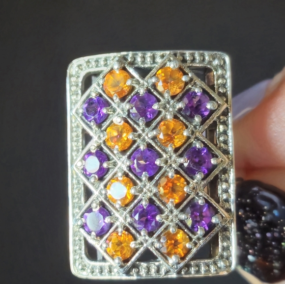 NICKY BUTLER 925 Sterling Silver Amethyst & Honey Topaz Designer Ring Size 7 NWT - Picture 14 of 16